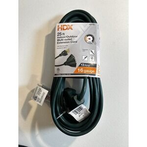 HDX 25FT Indoor/Outdoor Multi-Outlet Extension Cord 13 Amp, 125V, 16 Gauge